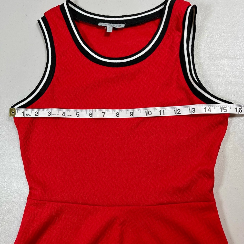 Vintage 1970s Charlotte Russe ringer t knit mini red tank dress preppy, small - Picture 8 of 12